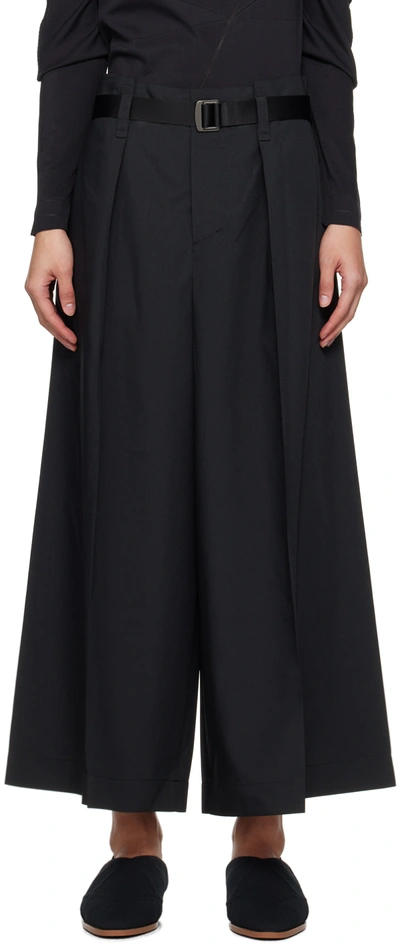 Shop 132 5. Issey Miyake Black Oblique Fold Bottoms Trousers In 15 Black