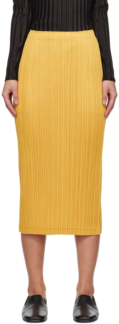 Shop Issey Miyake Yellow Thicker Bottoms 1 Midi Skirt In 45 Mustard