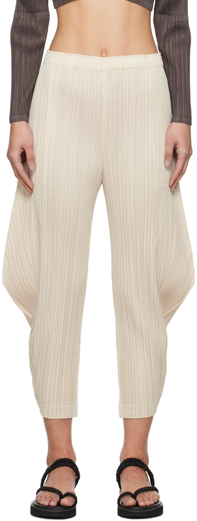 Shop Issey Miyake Off-white Thicker Bottoms 1 Trousers In 04 Cream