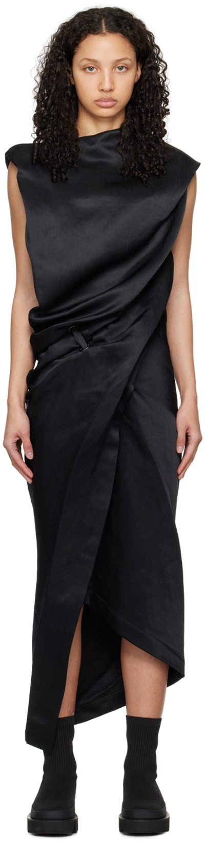 Shop Issey Miyake Black Enveloping Midi Dress In 15-black