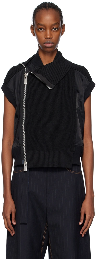 Shop Sacai Black Paneled Vest In 001 Black