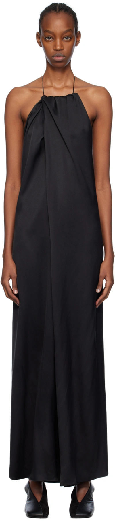 Shang Xia Black Halter Maxi Dress In Black