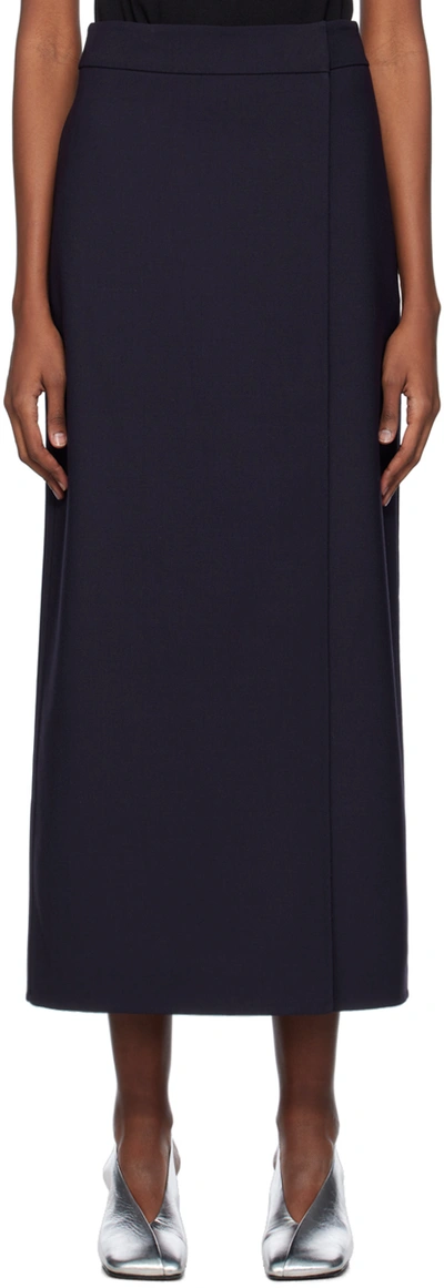 Shop Shang Xia Navy Wrap Maxi Skirt In Eggplant