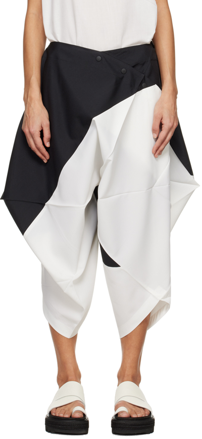 Shop 132 5. Issey Miyake Black & White Switching Volume Trousers In 09 White/black