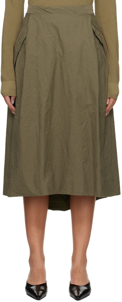 Shop Casey Casey Green Moon Midi Skirt In Olive