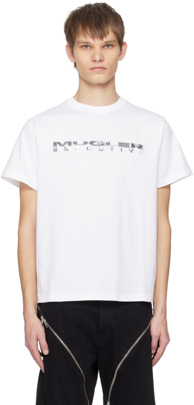 Shop Mugler White Appliqué T-shirt In White 1016