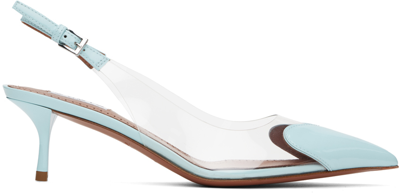 Shop Alaïa Blue 'le Coeur' Slingback Patent Lambskin Heels In 520 - Ciel