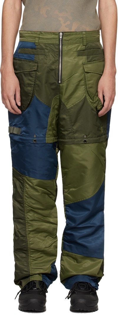Shop Andersson Bell Khaki & Navy Detachable Cargo Pants In Khaki Multi