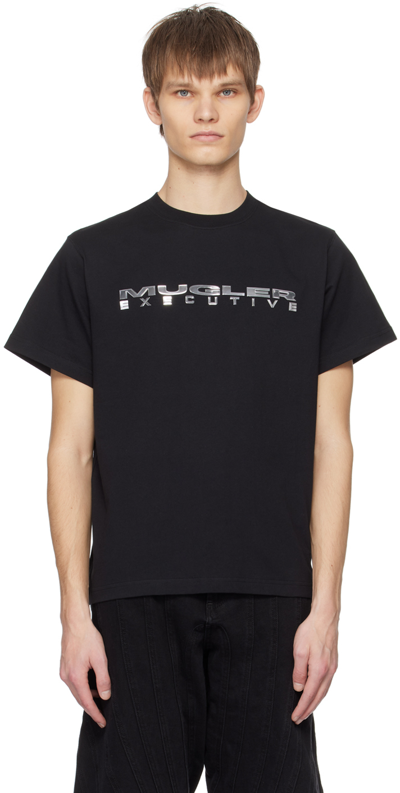 Shop Mugler Black Appliqué T-shirt In Black 1999