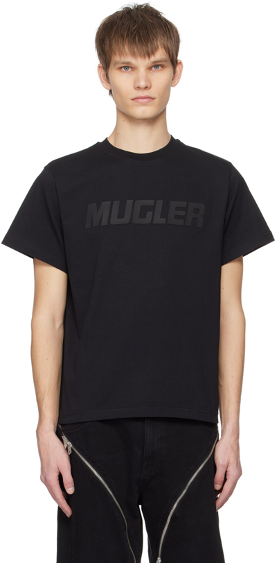 Shop Mugler Black Bonded T-shirt In Black 1999