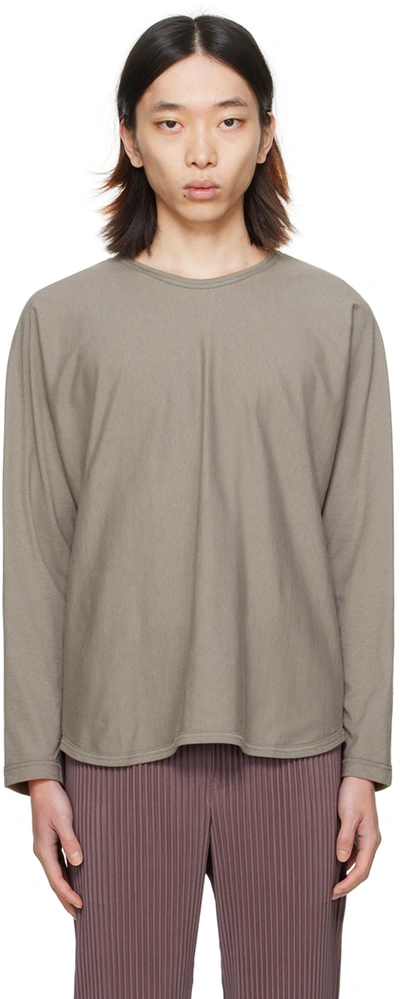 Shop Issey Miyake Taupe Release-t 1 Long Sleeve T-shirt In 14-charcoal