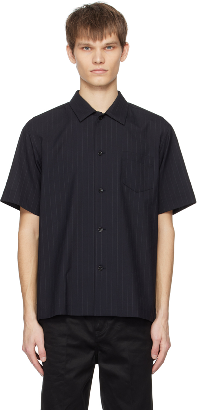 Shop Sacai Navy Stripe Shirt In 201 Navy