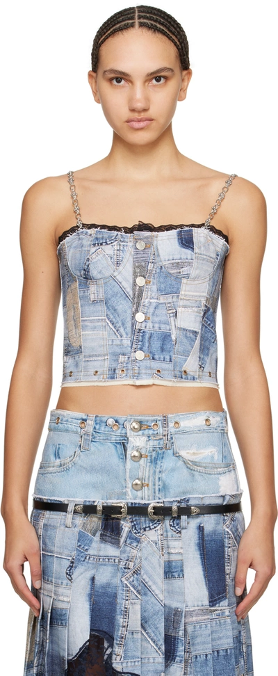 Shop Andersson Bell Blue Trompe L'œil Denim Tank Top