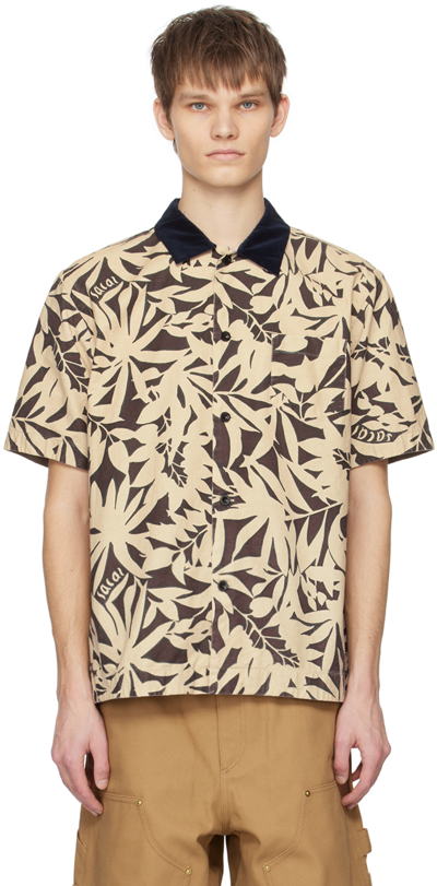 Shop Sacai Brown & Beige Leaf Shirt In 638 Beigexbrown