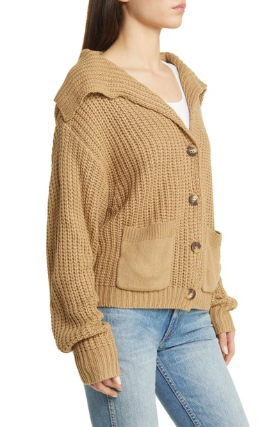 Petal And Pup Amelia Oversize Cardigan In Camel