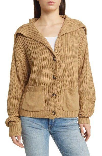 Petal And Pup Amelia Oversize Cardigan In Camel