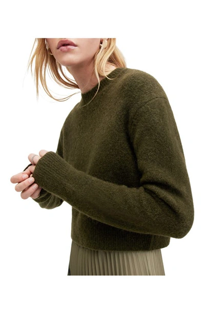 Shop Allsaints Curtis Two-piece Sweater & Ombré Pleated Slipress In Khaki Green