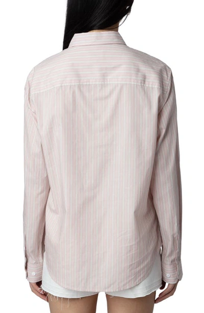 Shop Zadig & Voltaire Sydna Raye Cool Cat Stripe Cotton Button-up Shirt In Primerose