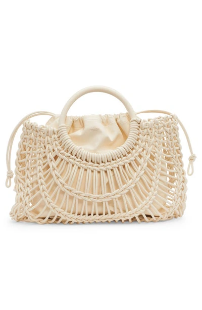 Shop Valentino Macramé Lambskin Leather Tote In Ivory