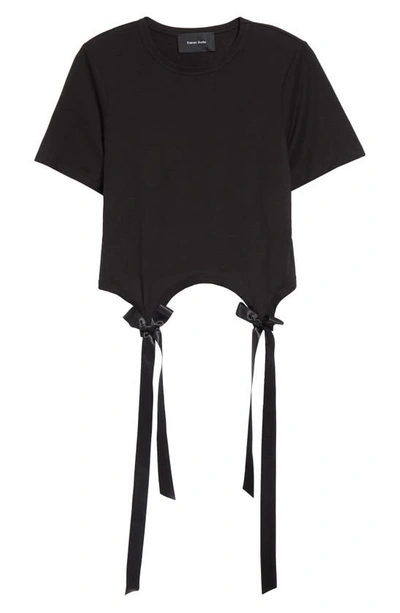 Shop Simone Rocha Easy Bow Tails Cotton T-shirt In Black