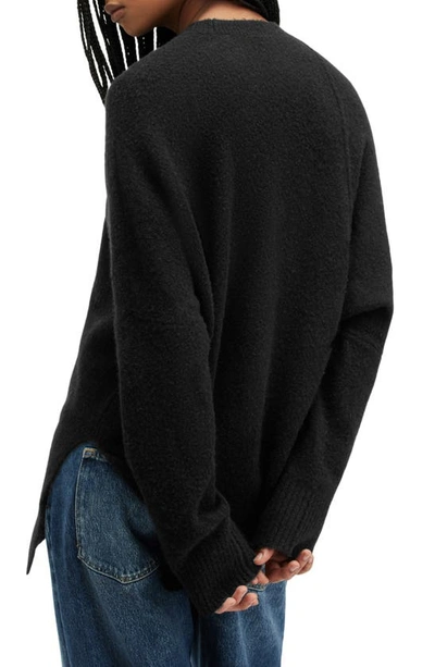 Shop Allsaints Lock Asymmetric Hem Crewneck Sweater In Black