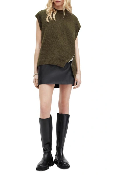 Shop Allsaints Castel Cap Sleeve Sweater In Khaki Green