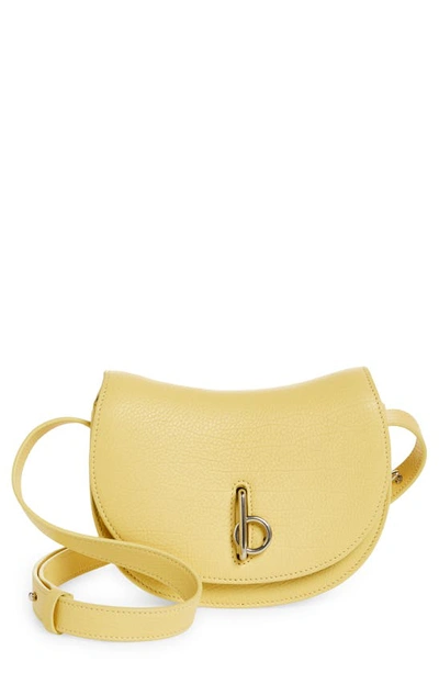 Shop Burberry Mini Rocking Horse Leather Shoulder Bag In Daffodil