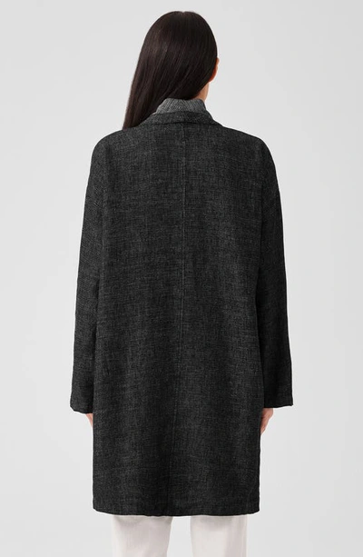 Shop Eileen Fisher Organic Cotton & Hemp Tweed Long Coat In Black