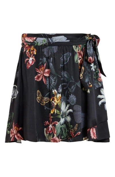 Shop Allsaints Maria Sanibel Floral Print Layered Skirt In Black