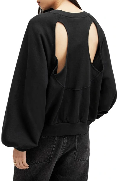 Shop Allsaints Tigress Back Cutout Cotton Sweatshirt In Black