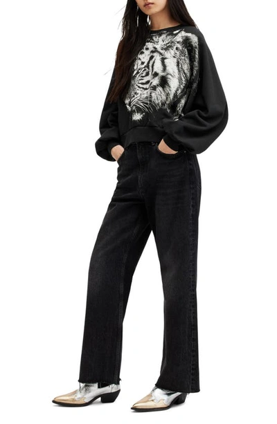 Shop Allsaints Tigress Back Cutout Cotton Sweatshirt In Black
