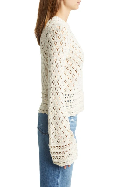Shop Frame Organic Cotton & Silk Pointelle Sweater In Ecru