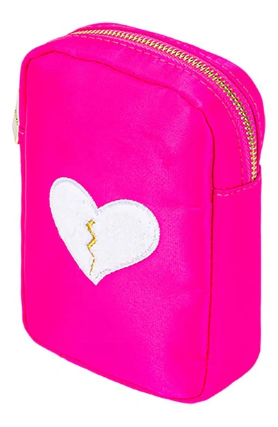 Shop Bloc Bags Mini Heart Breaker Cosmetics Bag In Hot Pink