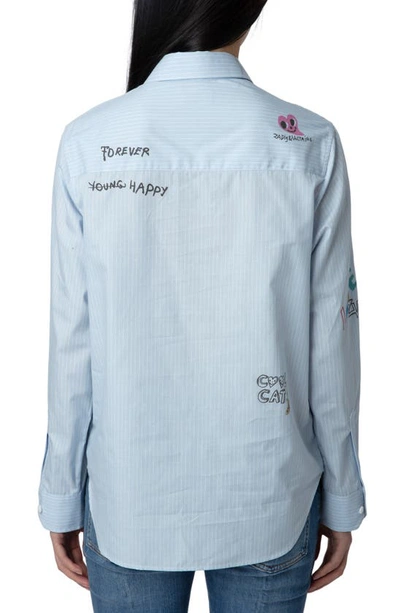 Shop Zadig & Voltaire Taskiz Raye Stripe Button-up Shirt In Bleu