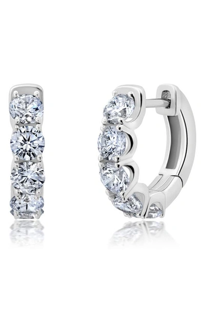 Shop Crislu Small Brilliant Round Cubic Zirconia Hoop Earrings In Silver