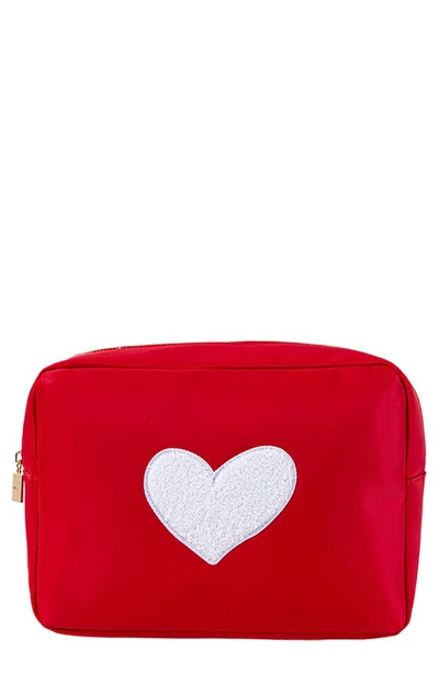 Shop Bloc Bags Xl Heart Cosmetics Bag In Red