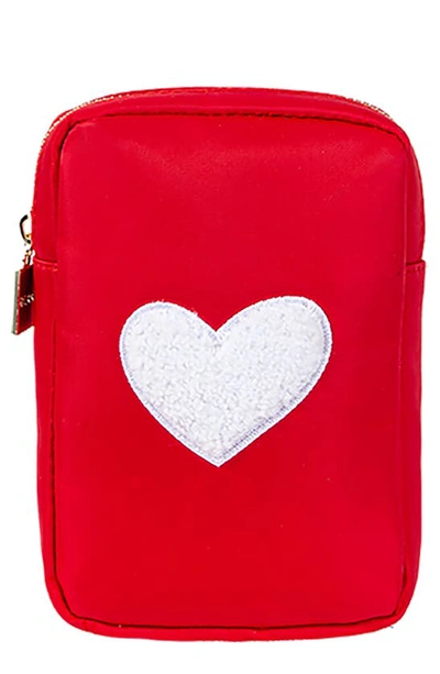 Shop Bloc Bags Mini Heart Cosmetics Bag In Red