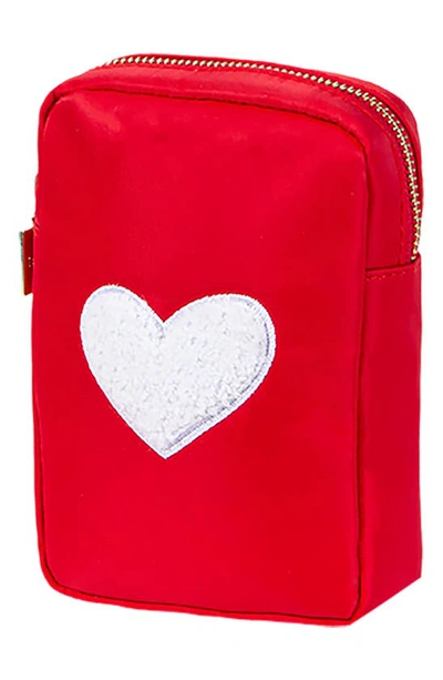 Shop Bloc Bags Mini Heart Cosmetics Bag In Red