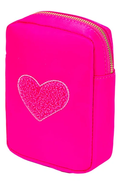 Shop Bloc Bags Mini Heart Cosmetics Bag In Hot Pink/ Hot Pink