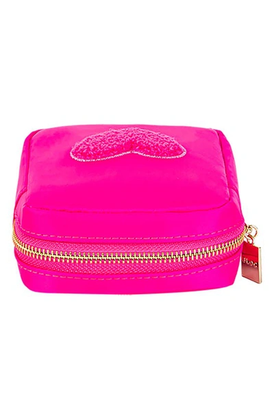 Shop Bloc Bags Mini Heart Cosmetics Bag In Hot Pink/ Hot Pink
