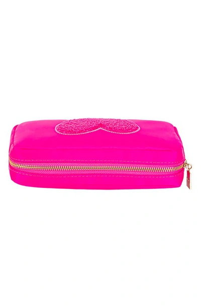 Shop Bloc Bags Medium Heart Cosmetic Bag In Hot Pink/ Hot Pink