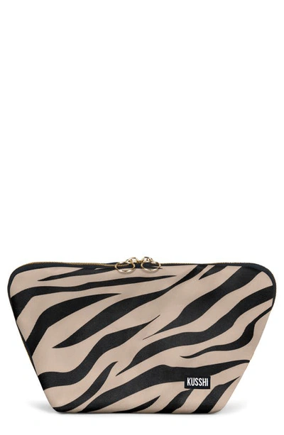 Shop Kusshi Vacationer Makeup Bag In Zebra Beige/ Fuschia