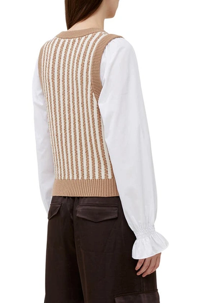 Shop French Connection Moma Stripe Sweater Vest In Camel/ Clas