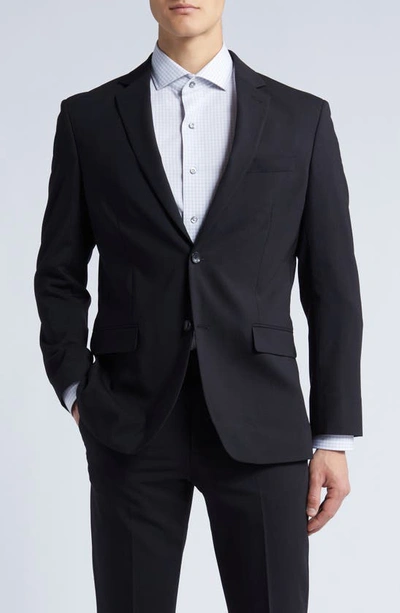 Shop Nordstrom Trim Fit Solid Stretch Wool Suit Coat In Black