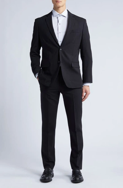 Shop Nordstrom Trim Fit Solid Stretch Wool Suit Coat In Black