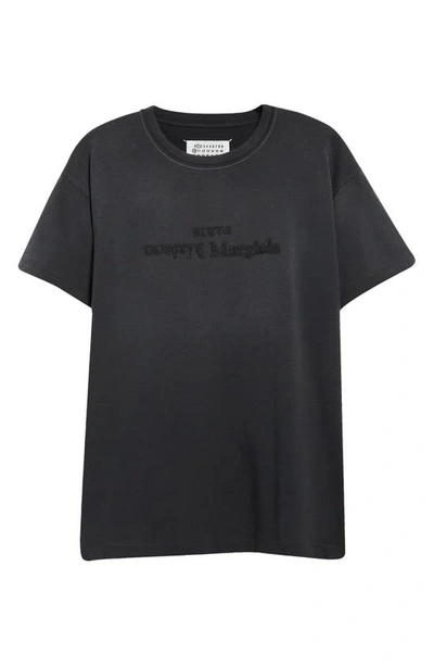 Shop Maison Margiela Reverse Logo Cotton Jersey T-shirt In Washed Black