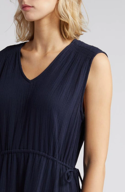 Caslon Tiered Cotton Gauze Midi Dress In Navy Blazer