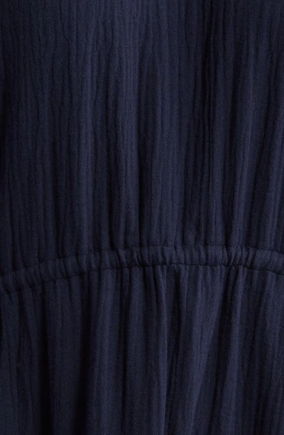 Shop Caslon Tiered Cotton Gauze Midi Dress In Navy Blazer