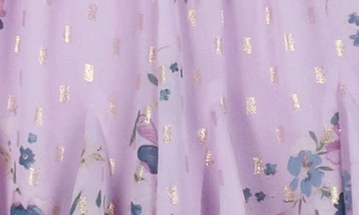 Shop Zunie Kids' Dot & Floral Smocked Waist Dress In Lilac