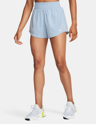 Shop Nike One High Waisted 3" Brief-lined Shorts In Blue